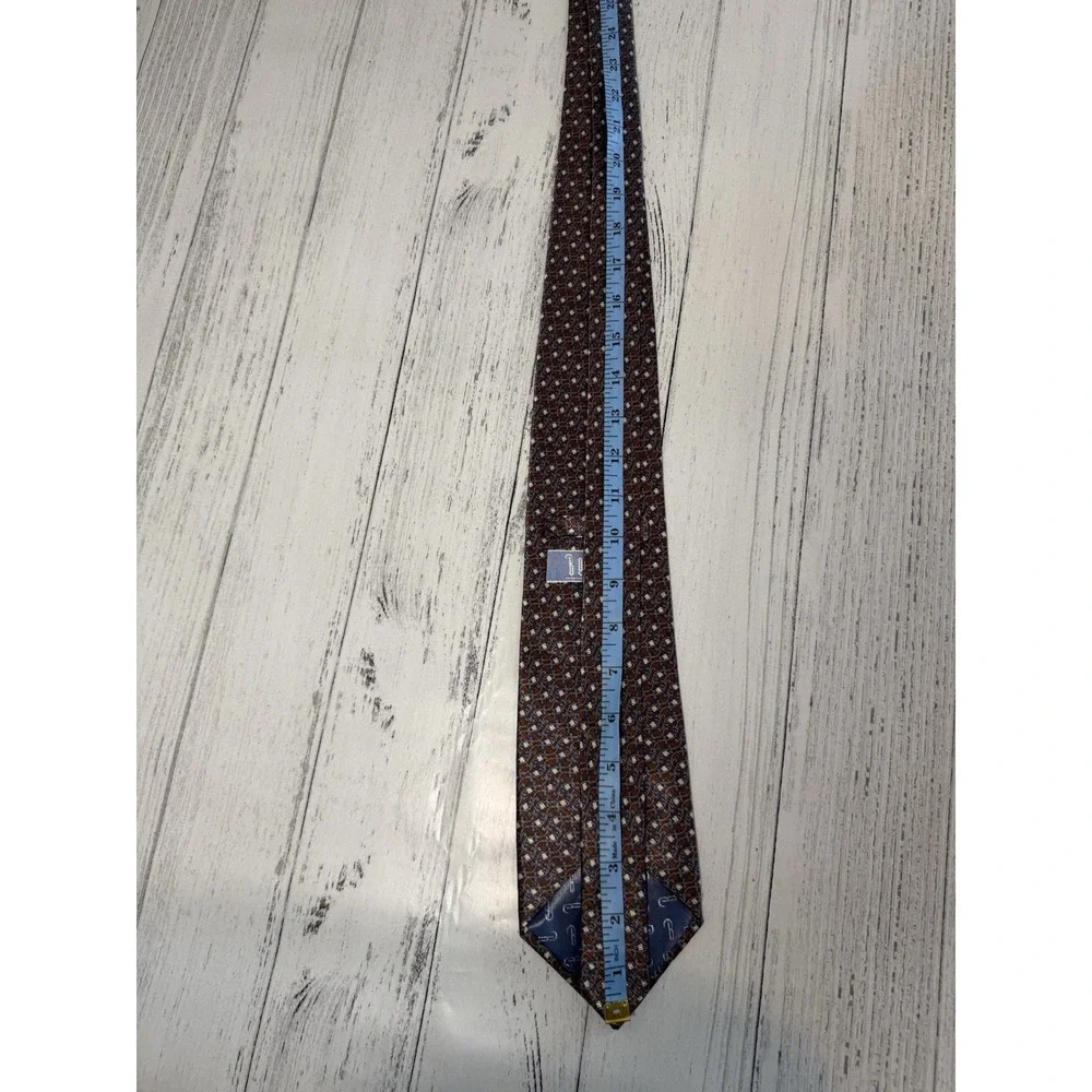 Belisi Men's 100% Silk Vines Neck Tie Brown Orange Classic 3 7/8